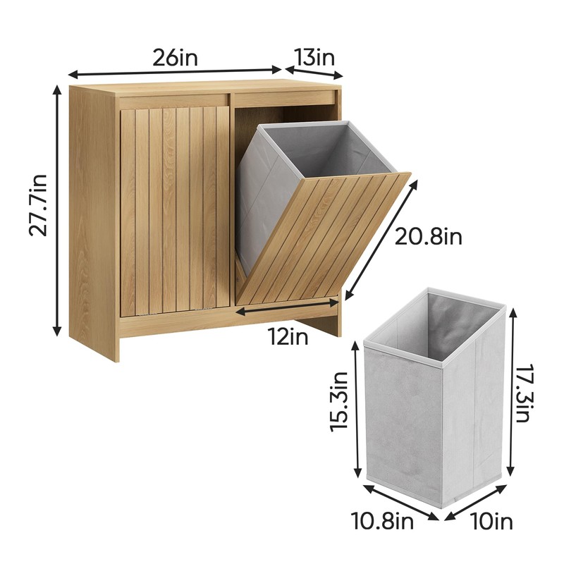 Smuxee Double Tilt Out Laundry Hamper Cabinet, Hidden Laundry Cabinet