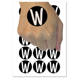 Letter W Uppercase Felt Marker Font Temporary Tattoo Water Resistant Fake Body Art Set Collection - 15 2" Tattoos (1 Sheet)