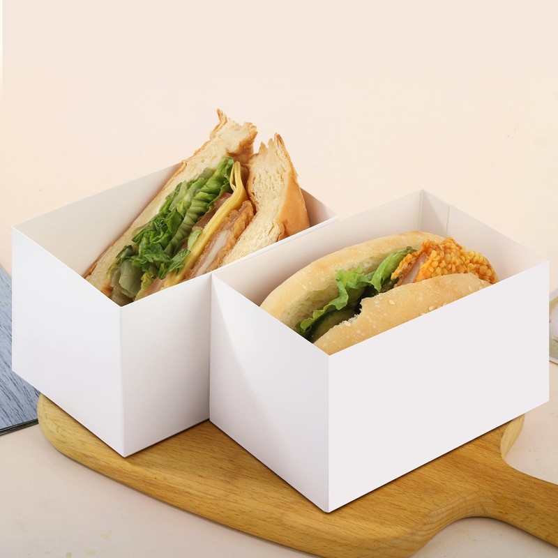 Bakbania 60 Pieces Paper Sandwich Boxes Take Out Containers 4.7x3.1x2.8