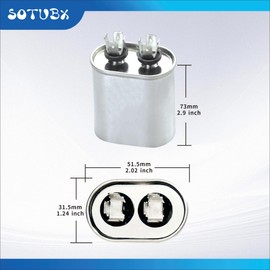 Sotubx 7.5uF 370V/440VAC 50/60Hz Oval Run Start Capacitor 7.5MFD 370/440VAC Fan Capacitor for AC Motor Fan or Fan Start and Cool or Heat Pump Cool Air Conditoner