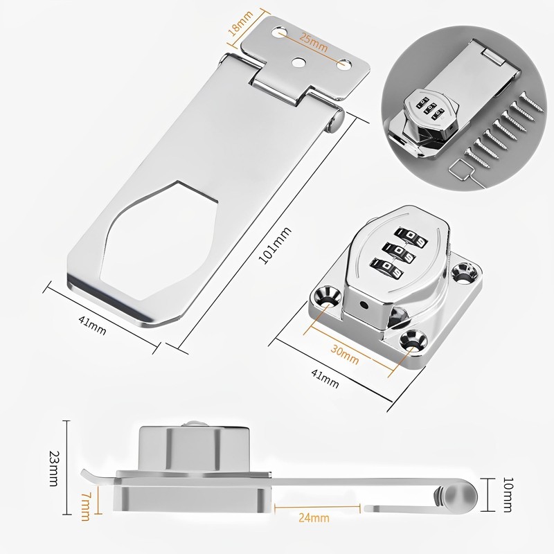 Mechanical Password Combination Rotary Hasp Latch Locks, Keyless Door Security