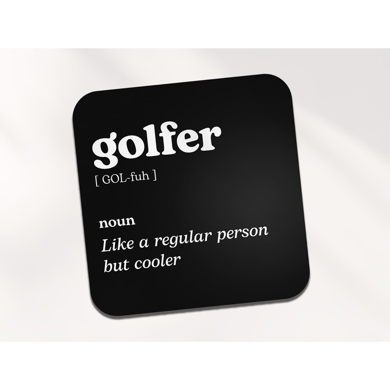 Golfer Square Coaster - Golf Player Sport Fan Dictionary Regular