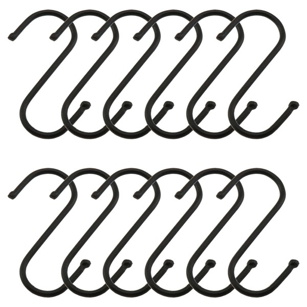 E-outstanding S Hook 12PCS 2.7 x 0.8 x 0.1Inch Black