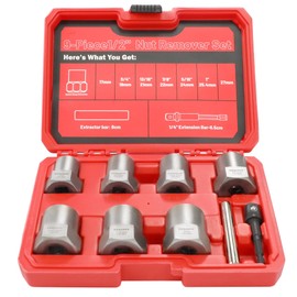 UYECOVE 9 Pcs Bolt Extractor Set Heavy Duty, 1/2' Drive Easy Out Bolt Extractor Set, Nut Extractor set Broken Bolt Extractor Kit for Removing Stripped Lug Nuts, Rounded off Nuts, Bolts, Studs