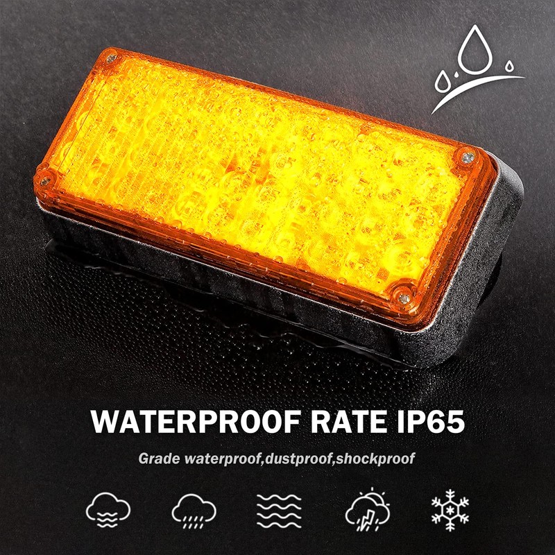 Upgraded 2pcs Magnetic Strobe Flashing Hazard Amber beacon Lights for