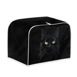 Uskorhein Black Vivid Cat Print 4 & 2 Slice Toaster Cover,Cute Cat Pattern Polyester Fabric Quilted Dust-proof Cover Fits for Most Standard Toasters