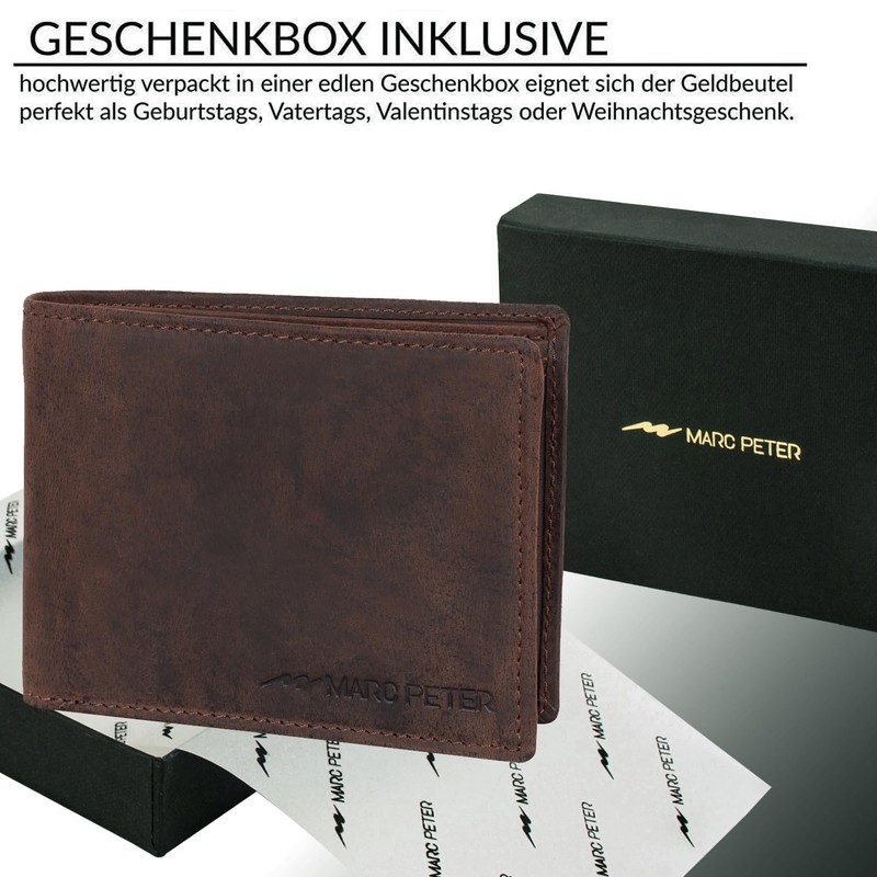 Marc Peter Oslo Men's Brown Leather Wallet with RFID Protection,