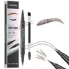 Eyebrow Pencil Dark Brown, Smudge-proof Eyebrow Pencil with 2 Fork