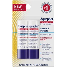 Aquaphor Paquete doble de tarjeta de ampolla para reparación y protección de labios, 0.35 onzas