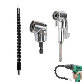 105 Degree Right Angle Driver Angle Extension Power Screwdriver Drill Attachment, 1/4 inch Flexible Angle Extension Bit Kit for Screwdriver &Drill