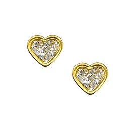 Studex Sensitive 6mm Heart with Clear Glitter Centre Gold Plated Stud Earrings