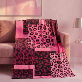 Pink and Black Cheetah Throw Blanket, 50x60 in