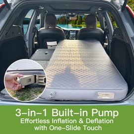 4" Ultra-Thick Self-Inflating Sleeping Pad with 3-in-1 Rechargeable Pump, Air Adjustable Foam Camping Mattress, Fast Inflate & Deflate 9.5R Heavy-Duty Camping Mat for Car, Truck, Van, Rooftop Tent