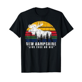 New Hampshire Live Free Or Die Vintage Moose Forest T-Shirt