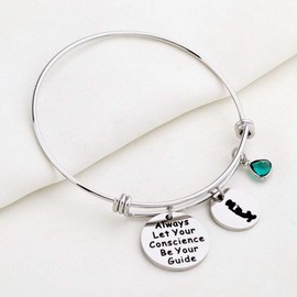 Always Let Your Conscience Be Your Guide Keychain Jiminy Cricket Quote Keychain Motivation Gift (Bracelet)