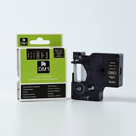 White on Black Tape Label Compatible for DYMO 43621 D1 6mm 7M 1/4" X 23'