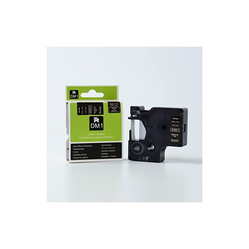 White on Black Tape Label Compatible for DYMO 43621 D1
