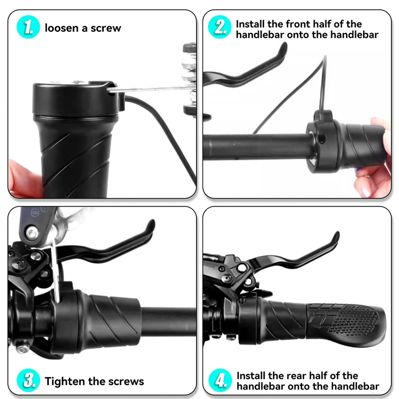 Frdhee Half Twist Throttle, Electric Bike Right Handle 20X Half