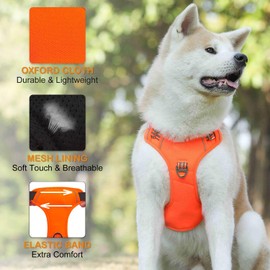 Dog Harness for Large Dogs No Pull with Handle 2 Metal Leash Clips, Adjustable Reflective Puppy Harness, Breathable Camo Oxford Padded Vest Easy Control Front Clip for Medium Large Dogs