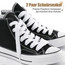 Stepace 2 Pairs of 15 mm Wide Flat Shoelaces - Thick Tear-Resistant Replacement Shoe Laces for Trainers, Casual Shoes & Trainers, White 120