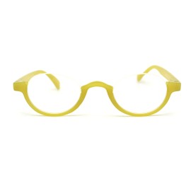 SA106 Bottom Half Plastic Rim Round Oval Powered Reading Glasses Yellow +3.5