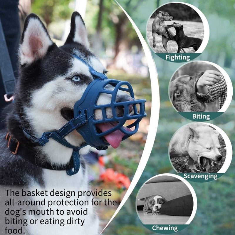 BARKLESS Dog Muzzle, Basket Muzzle for Small Medium Large Dogs,