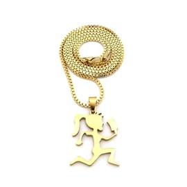 GWOOD Juggalette Small Pendant Gold Color with 30 Inch Box Link Necklace