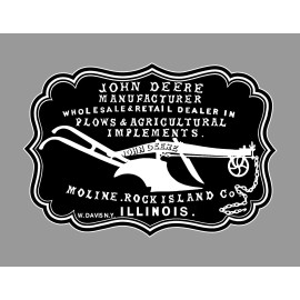 Vintage John Deere Vintage 1900's Historic Black & White Redrawn Emblem Sticker Decal - 8 Inch x 11.65 Inch
