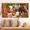Farm Animals Wall Stickers 3D Fake Window Animal Wall Decals Peel and Stick Farmhouse Animal Wall Art Stickers Funny Cow Decals Peeking Horse Rooster Vinyl Decals for Living Room Kitchen Bedroom Decor