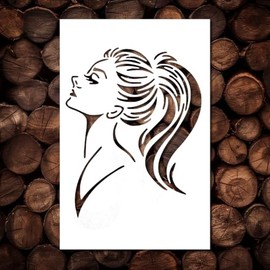Long Hair Woman Stencil Template - Reusable Lady Art Human Figure Silhouette Stencils for Painting on Wood, Glass, Wall Rock, Walls, Canvas, Glassware, Spray Painting, Airbrushing, Crafts (5x8)