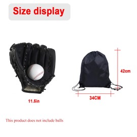 NIYATA Baseball Gloves 11.5 Inch Baseball Gloves Adult Baseball Glove Leather with 1 Drawstring Sports Backpack Adjustable for Young Adults (Black)