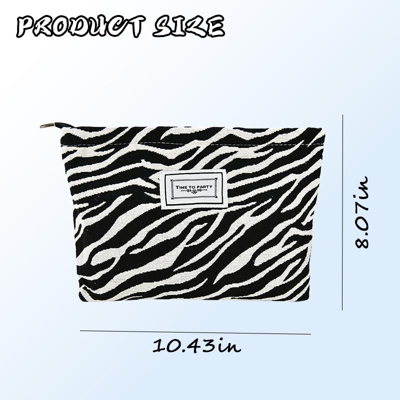 Sisadodo Black White Stripes Makeup Bag for Women Girls Portable