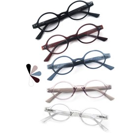 MODFANS - anteojos de lectura para hombres de 2.75 mujeres lectoras redondas retro mate tramposos flexibles bisagra de resorte ligera, adecuada para llevar bien 5 bolsas con 1 paño suave