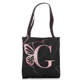 Cute Letter G Initial Monogram Butterfly Rose Pink Spring Tote Bag