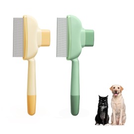2 Stück Selbstreinigender Katzenkamm - Tiefenreinigung Flohkamm für Katzen, Entfernen von Schwimmenden Haaren und Öffnungsknoten Katzenbürste, Schönheitspflege Haar Hundekamm, Haustier Fellblitzbürste
