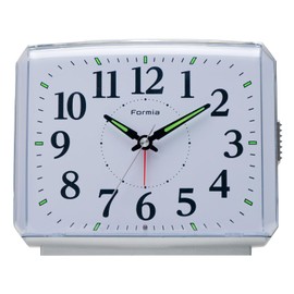 Formia HT-A023W-WH Alarm Clock, Light, Silent, Continuous Second Hand, Easy to See, Snooze, Analog, Tabletop, Hodogaya Electronics Sales, White