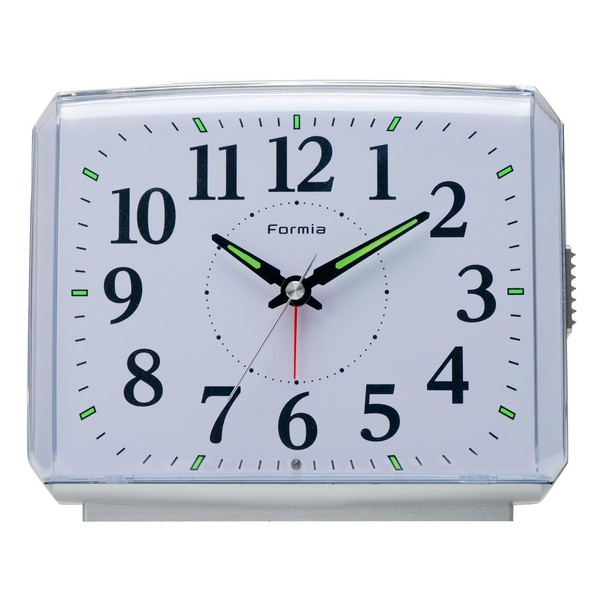 Formia HT-A023W-WH Alarm Clock, Light, Silent, Continuous Second Hand, Easy