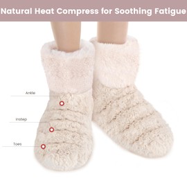 Microwavable Booties for Soothing Aching Feet, Foot Warmer for Bed, Microwave Heating Pad for Cold Day, Warmers Boots for Men & Women, Reduce Fatigue, L