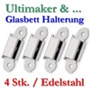 4x UM Glass Plate Bracket Bracket Stainless Steel Clip