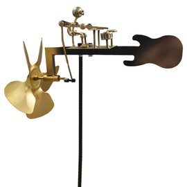 Handmade Metal Drummer Windmill Outdoor Garden Decor Percussionist Music Kinetic Sculpture Wind Spinner for Yard Lawn Patio Decorations(Gold)