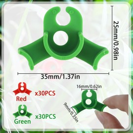 Raxfekro Pack of 60 Piece Plant Trainers, 90 Degree Plant Benders, Plant Trainer for Low Load, for Bending Plant Stems and Changing the Growth Direction (Green and Red)