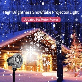 IUSEIT Christmas Snowflake Projector Lights,Led Snowflake Lights Indoor Outdoor, Waterproof House Projector Lights with Clear White Snowflakes for Holiday Xmas Party Yard Decor