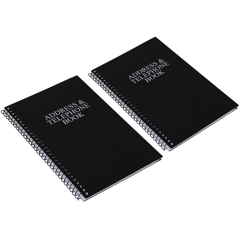 Iconikal Address and Telephone Book, Black, 8 x 5 inches,