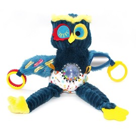 Les Déglingos Peluche éveil Nomade Astros le hibou Crawling Toy for Babies, Blue