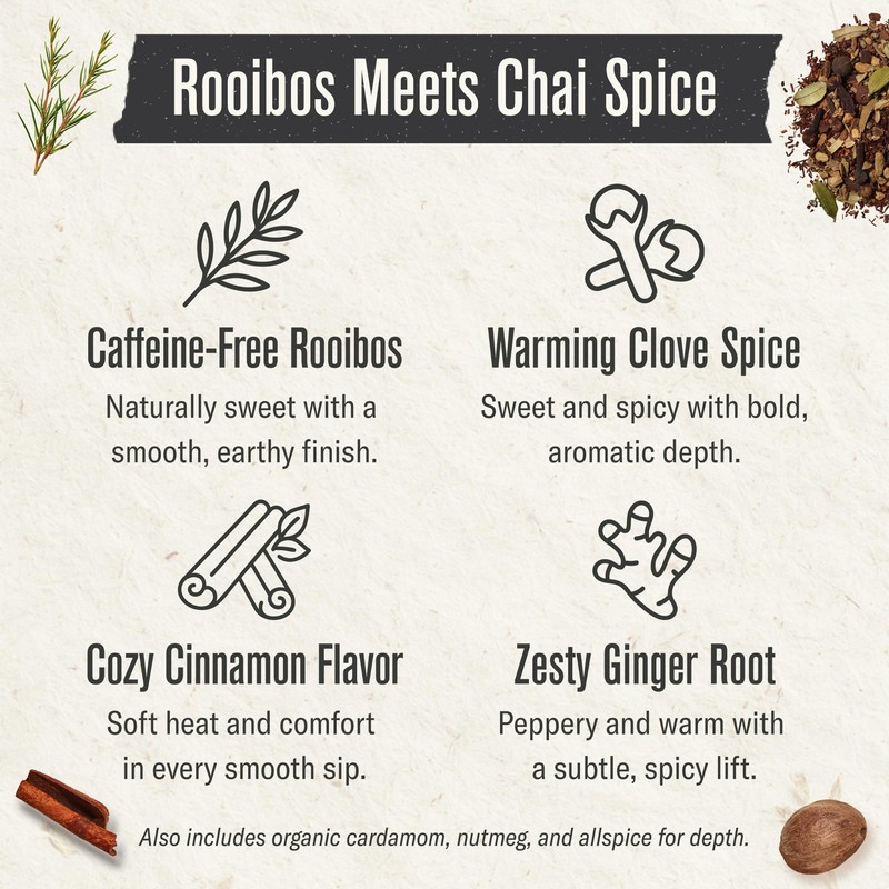 Numi Organic Rooibos Chai Tea Loose Leaf, Caffeine-Free Chai Tea