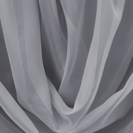 Plain Beaded Voile Swags Net Curtains Voile Swag Valance Pelmet (Silver)