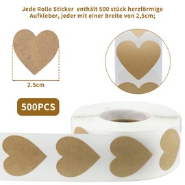 BRIOTA 500 Stück Herz Sticker Aufklebe Bunte Sticker Selbstklebende Stickers Liebe Belohnungssticker Herz Aufkleber für Muttertag, Valentinstag, Umschläge, Hochzeit, Basteln, Scrapbooking, Geschenk