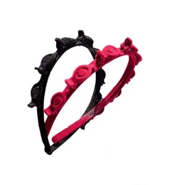 2 Pcs Headband with Clips Double Bangs Butterfly Clip Headbands Multi-Layer Hollow Braided Headband with Clips Attached for Women Girls (Black, Red)
