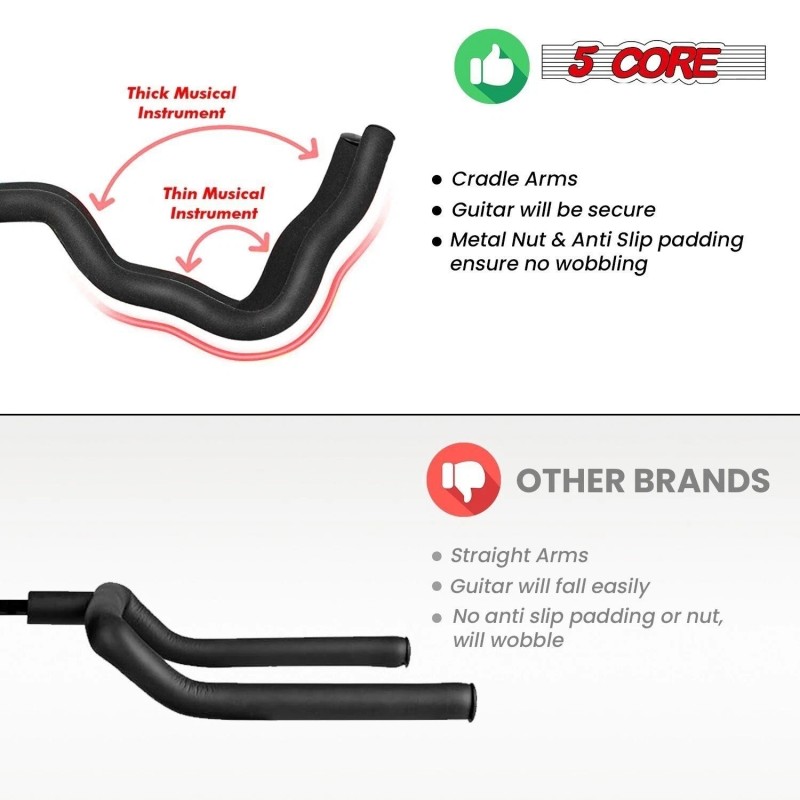 5 Core Guitar Stand Pair Floor Adjustable for Acoustic Electric