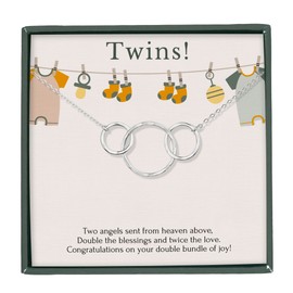 HOPE LOVE SHINE Twins Mom to Be Necklace Mothers Day Gift - Sterling Silver Necklace - Ideal Twins Gifts for New Mom, Expecting Mom, First Time Moms Jewelry Gift - Push Present